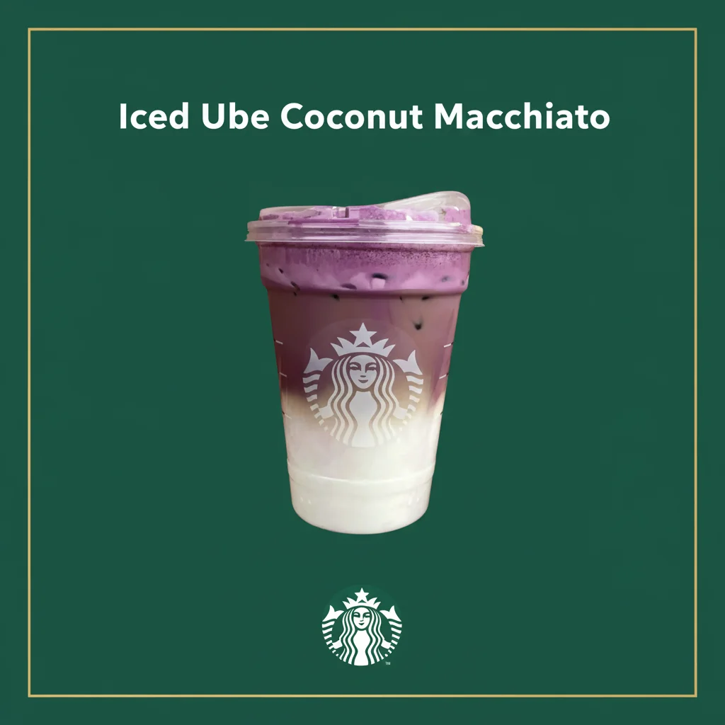 Starbucks Spring Menu 2026 (Full Drinks List + Prices & Calories) 6 Iced Ube Coconut Macchiato