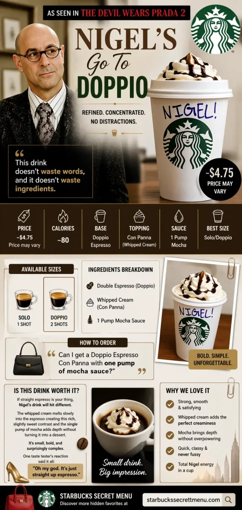 Nigel’s Go To Doppio Starbucks Devil Wears Prada 2 Secret Menu