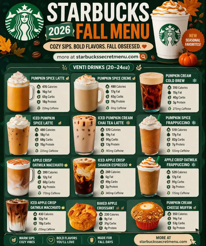 Starbucks Fall Menu venti drinks